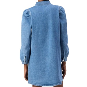 Robe chemise sans manches en dentelle froncée bleue pour femmes OEM Vêtements de mode trapèze pour femmes Vente en gros pour exportation BD - Product Image 5