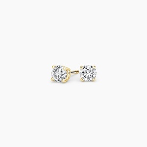 Boucles d'oreilles classiques solitaires à quatre griffes avec diamant - Product Image 2