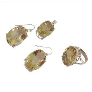 925 argent exotique Citrine pierres précieuses ensemble de bijoux décontracté ovale pierres précieuses ensembles de bijoux de mode - Product Image 1