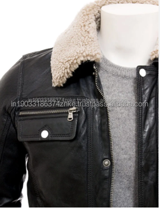 เสื้อโค้ทหนังมีซิปสำหรับผู้ชาย, เสื้อแจ็กเก็ตหนังแฟชั่นสำหรับขี่มอเตอร์ไซค์มีกระเป๋าสำหรับฤดูหนาว - Product Image 2