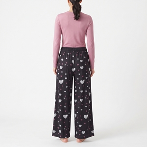 Women's <b>Heart</b> Printed Sleepwear Long Sleeve O Neck <b>Top</b> Long Pants Soft Elastic Waist Breathable Pajama Set - Product Image 6