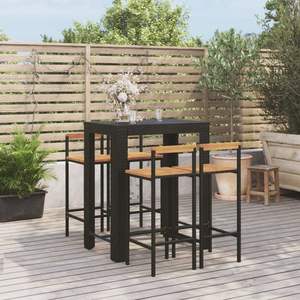 Conjunto de Bar de Jardín de Ratán PE Negro con Reposapiés Estándar, Colección de Muebles Duraderos para Exteriores - Product Image 1