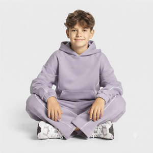 Pantalon de jogging décontracté surdimensionné pour garçon, personnalisé, couleur lavande avec ligne contrastante, respirant, en molleton premium, vente en gros - Product Image 6