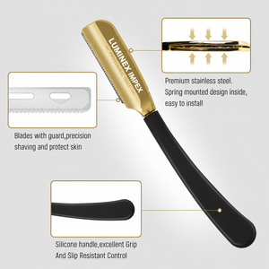 Navaja de Afeitar Recta Vintage Luminex Impex con Mango de Concha de Abulón y Acero al Carbono, Lista para Usar en Barberías y Salones - Product Image 2