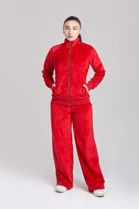 Ensemble de survêtement deux pièces en velours pour femme, avec capuche, couleur unie, coupe décontractée, respirant, éco-responsable, vestes zippées - Product Image 4
