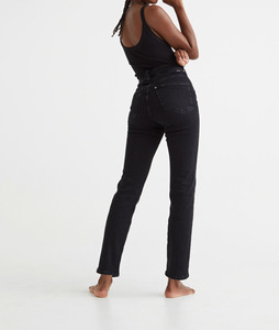 Pantalon en jean taille mi-haute élastique avec cordon de serrage, coupe crayon, délavé, pour femme, bas étroit, style jogger, collection automne, best-seller - Product Image 6