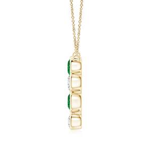 14K Gold Bezel-Set IGI Certified Scattered 4MM 0.54 Ctw <b>Emerald</b> & Diamond Charm Pendant Necklace Handmade Fine Jewelry Pendant - Product Image 3