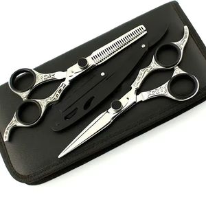 Ensemble de ciseaux à cheveux en acier inoxydable personnalisés avec ciseaux à effiler et étui noir pour salon de coiffure - Product Image 4