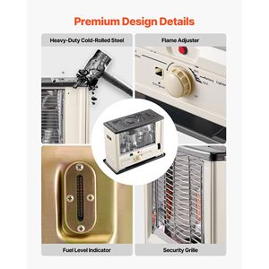 Stufa a Cherosene Portatile 10000 BTU per Interni ed Esterni con Spegnimento Automatico, Fiamma Regolabile e Protezione Antiribaltamento per Uso in Garage, Alimentata a Gas - Product Image 5
