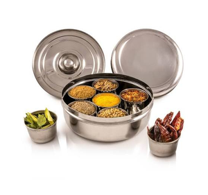 Stainless Steel Spice <b>Box</b> With 6 Compartments Mirror Polished Lid <b>Herb</b> & Spice Storage High Selling Sale - Product Image 1