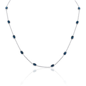 Collier en argent sterling 925 avec topaze bleue de Londres pour femme, bijou minimaliste avec pierre précieuse topaze ovale, cadeau idéal - Product Image 1