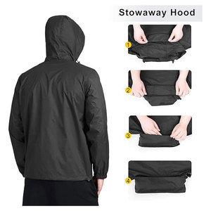 Mens Rain <b>Jacket</b> <b>Waterproof</b> <b>Lightweight</b> <b>Packable</b> Rain Shell Hooded Windbreaker Breathable Outdoor Raincoat for Golf Hiking - Product Image 5