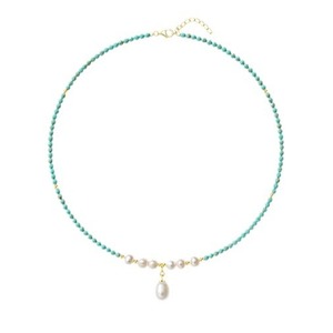 Collar de Perlas de Agua Dulce Naturales con Turquesa para Mujer, Estilo Ligero y Lujoso, Nuevo y Popular, Cadena para Clavícula, 2024 - Product Image 5