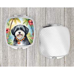 Espejo de maquillaje de viaje compacto Havanese Luau, espejo decorativo de mano plegable portátil para mujeres y niñas, Ideas de regalo de bolsillo - Product Image 4