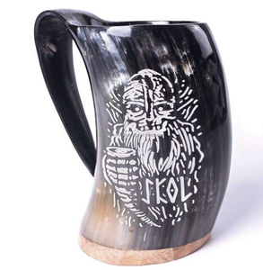 Véritable Corne à Boire Polie Viking, Motif Animalier Nautique, Écologique, Classique, pour Noël, Capacité 24oz - Product Image 2