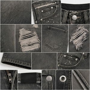 Customized Color Mid Rise Light Denim <b>Shorts</b> <b>Men</b> Oversized Y2K Streetwear Summer <b>Shorts</b> Frayed <b>Patch</b> Distressed Denim <b>Shorts</b> <b>Men</b> - Product Image 5