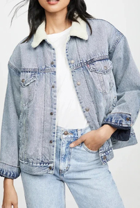 Women Denim <b>Trucker</b> <b>Jacket</b> With Faux Fur Collar Regular Fit Full Sleeve Autumn Style Solid Color Washed Finish - Product Image 6