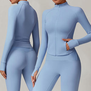 Ropa Deportiva para Mujer, Camiseta de Yoga sin Costuras de Color Sólido, Manga Larga, Top Corto para Entrenamiento, Secado Rápido, Transpirable, Conjuntos de Yoga - Product Image 3