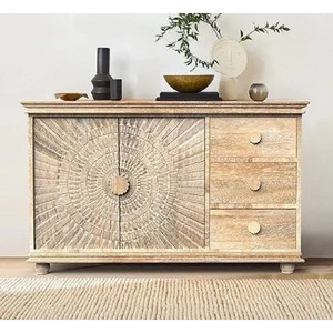 Vitrina de Madera de Mango Blanqueada |   Muebles Rústicos de Estilo Granja al por Mayor - Product Image 2