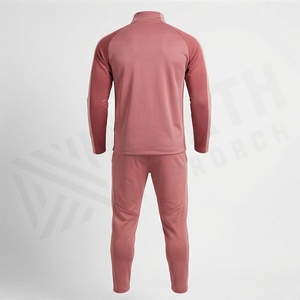 Men's <b>Pink</b> <b>Tracksuit</b> Full Zip Sporty Sweatshirt With Side Pockets And Matching Pants Breathable Polyester Spandex Material - Product Image 2