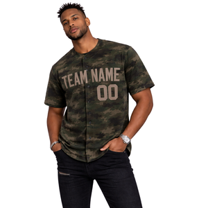 Camiseta de béisbol de camuflaje personalizada, camisa de equipo con botones, uniforme deportivo con nombre y número personalizados - Product Image 1