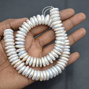 Cuentas de Perlas Naturales de Agua Dulce de 14 mm y 15 mm, Forma de Disco, Perforadas en el Centro, Collar de Perlas Blancas, Piedras Preciosas Sueltas para la Fabricación de Joyas - Product Image 3