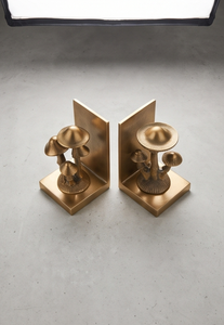 Porte-livres décoratifs modernes en métal doré, motif champignon texturé, pour bibliothèque et bureau, vente en gros - Product Image 3