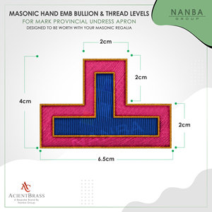 Custom Embroidered Rank Insignia Patch Masonic Regalia Badge Pink Blue <b>Sew</b>-On Beads Gold Border OEM ODM T Shape Solid Color - Product Image 4