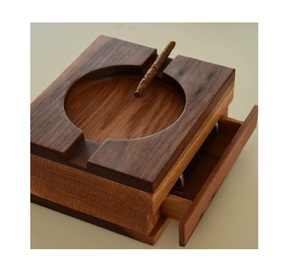 Ensemble d'ashtrays écologiques en bois, ashtrays carrés en bois pour cigarettes et cigares avec boîte de rangement pour l'extérieur, la maison, l'hôtel - Product Image 6