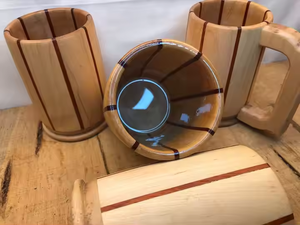 High Quality Handcrafted Teak Wood Beer Mug 1L Capacity Classic Style <b>Microwave</b> Safe Custom Pattern Party <b>Smart</b> Feature - Product Image 2