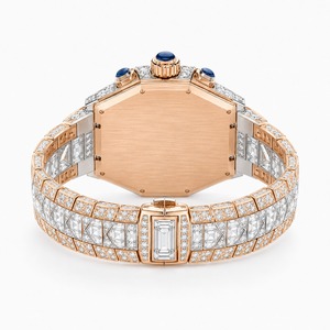Reloj de lujo para mujer con diamantes en oro amarillo, caja poligonal, pulsera mecánica - Product Image 4