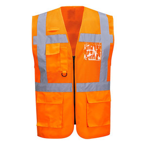 Hi Vis Lightweight Breathable Safety Vest for Construction <b>Worker</b> Zipper Closure Security Reflective Tape Safety Vest <b>Jackets</b> - Product Image 3