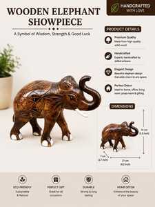 Figura de Elefante Tallada a Mano en Madera de Primera Calidad, Escultura Decorativa Zen Asiática para Mesa, Regalo para Sala de Estar, India - Product Image 2