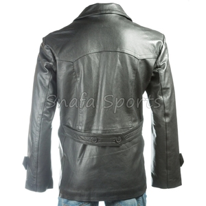 <b>Men's</b> Solid Color <b>Shearling</b> Leather <b>Jacket</b> Vintage Style Genuine Sheepskin Winter Warm Coat Customisable Wholesale - Product Image 4