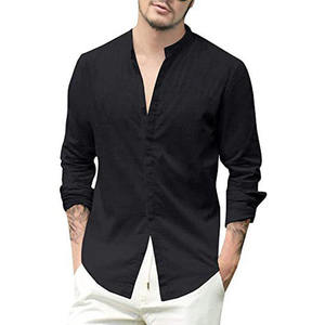 Camisa de Lino para Hombre, Cuello Mao, Manga Larga, Color Sólido, Estilo Casual, Nueva Colección 2026, Precio Accesible, Venta al Por Mayor, OEM - Product Image 5