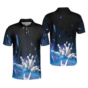 เสื้อกอล์ฟผู้ชายคอปกแข็งแบบมีโลโก้สั่งทำ ผ้าฟลีซ ลายพิมพ์ดิจิตอล ระบายอากาศได้ดี แขนครึ่งตัว ความยาวปกติ สวมใส่สบาย - Product Image 5