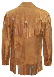 Brown Suede Fringe Jacket <b>Mens</b> Western Rodeo Cowboy <b>Coat</b> <b>Long</b> Tassel Ranch Style Genuine Leather Handmade Leather Apparel - Product Image 6