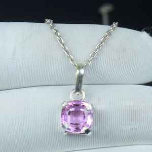 Pendentif délicat en kunzite rose, collier en argent sterling 925, petit bijou, pierre de naissance de février, cadeau - Product Image 1