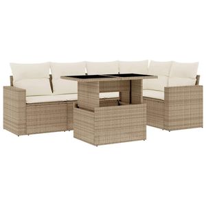 Ensemble de canapés de jardin en rotin PE beige avec structure en acier thermolaqué et verre trempé - Product Image 2