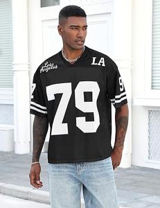 Camiseta Oversize de Malla Personalizada con Estampado de Leopardo Número 79, Estilo Hip Hop Urbano, Cuello en V, Top Corto de Moda Los Ángeles - Product Image 6