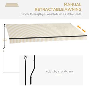 Tenda da Sole Retrattile Beige Bianca 13x10 con Protezione UV, Parasole Estensibile per Terrazze, Balconi e Giardini con Bracci Pieghevoli - Product Image 4