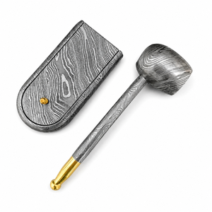 Jexmoo Custom Handmade Damascus Steel Premium Metal Reusable Smoking Pipe with Leather Sheath & Damascus <b>Stand</b> Perfect for Gifts - Product Image 5