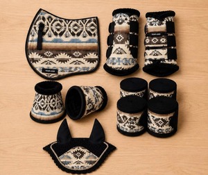 Juego de almohadilla de fieltro de lana resistente para silla de montar estilo western con manta contorneada a juego y correa de cincha - Product Image 5