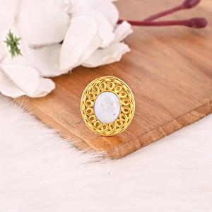 Anillo de Ágata Azul con Encaje, Piedra Natural, Bañado en Oro para Mujer, Anillo de Piedras Preciosas a la Moda - Product Image 4