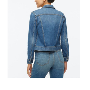 2025 Autumn New Style Ripped Blue Jean Stretch <b>Denim</b> <b>Jacket</b> Female Hooded Quilted <b>Crop</b> Jeans <b>Jacket</b> for Women - Product Image 5
