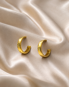 Pendientes de Aro Abiertos en Forma de C Gruesos para Mujer, Minimalistas, de Latón Liso, Joyería de Moda, Regalo/Fiesta, Venta al por Mayor, Chapado en Oro GPC - Product Image 2