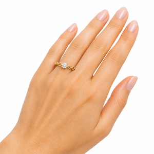 Bague de mode minimaliste en or massif 10K, avec diamant de laboratoire rond couleur DEF, clarté VS VVS, style maillon de chaîne, bague de fiançailles - Product Image 6