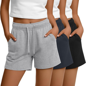 Customize 3 Pack Women's Bermuda <b>Shorts</b> with Pockets Drawstring High Waist Casual Workout <b>Lounge</b> <b>Shorts</b> Solid Color <b>Short</b> - Product Image 5