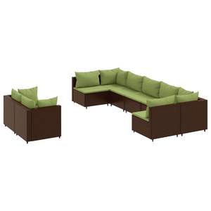 Ensemble de 9 canapés de patio marron et vert pour la détente en jardin - Product Image 2