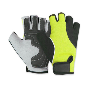 Gants de course respirants mi-doigts pour le cyclisme, unisexe, orange et blanc, en tissu tissé, design antidérapant - Product Image 3